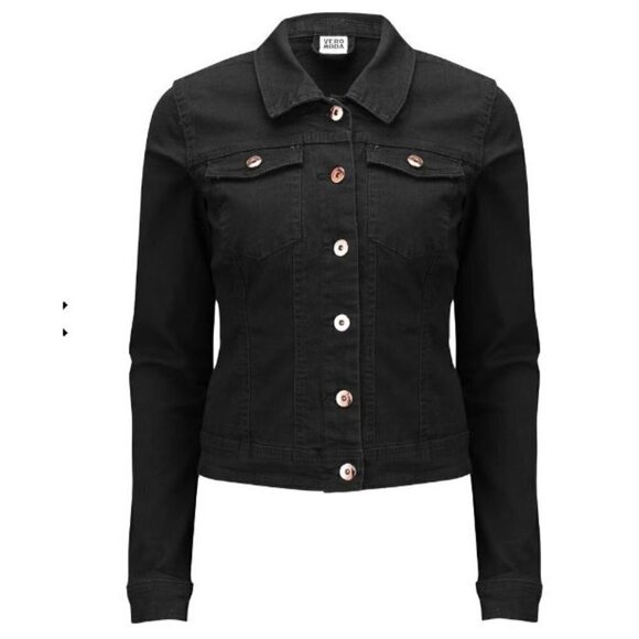Vero Moda Vietta Black Denim Jacket Women's XS - Picture 1 of 13